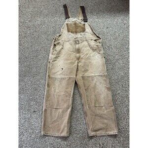 Vintage Carhartt Overalls DISTRESSED 44x30 Double Knee Mens Brown Tan R06 211